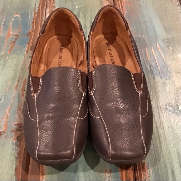 Naturalizer 8W Forego Leather Comfort Shoes Slip On Flats Women’s Loafers Brown - Picture 4 of 9